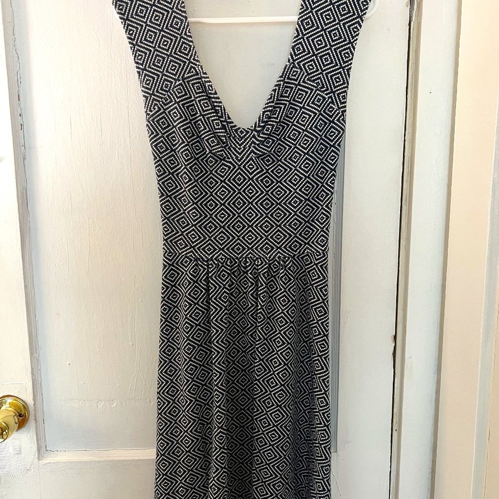 Anthropologie | Matilde Dress in Blue Motif Cross Back (Size 10)